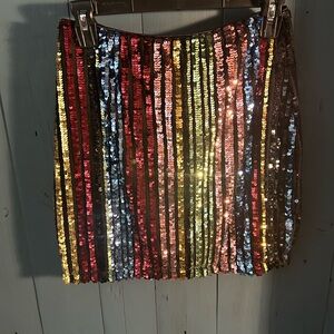 Aqua Multi-Color Sequin Skirt | Size Medium